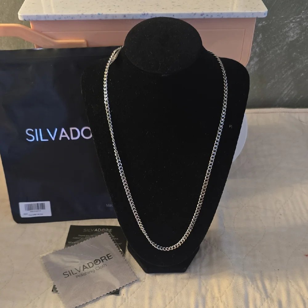 Silvadore Stainless Steel Cuban Link Chain For Men With Polishing Cloth New